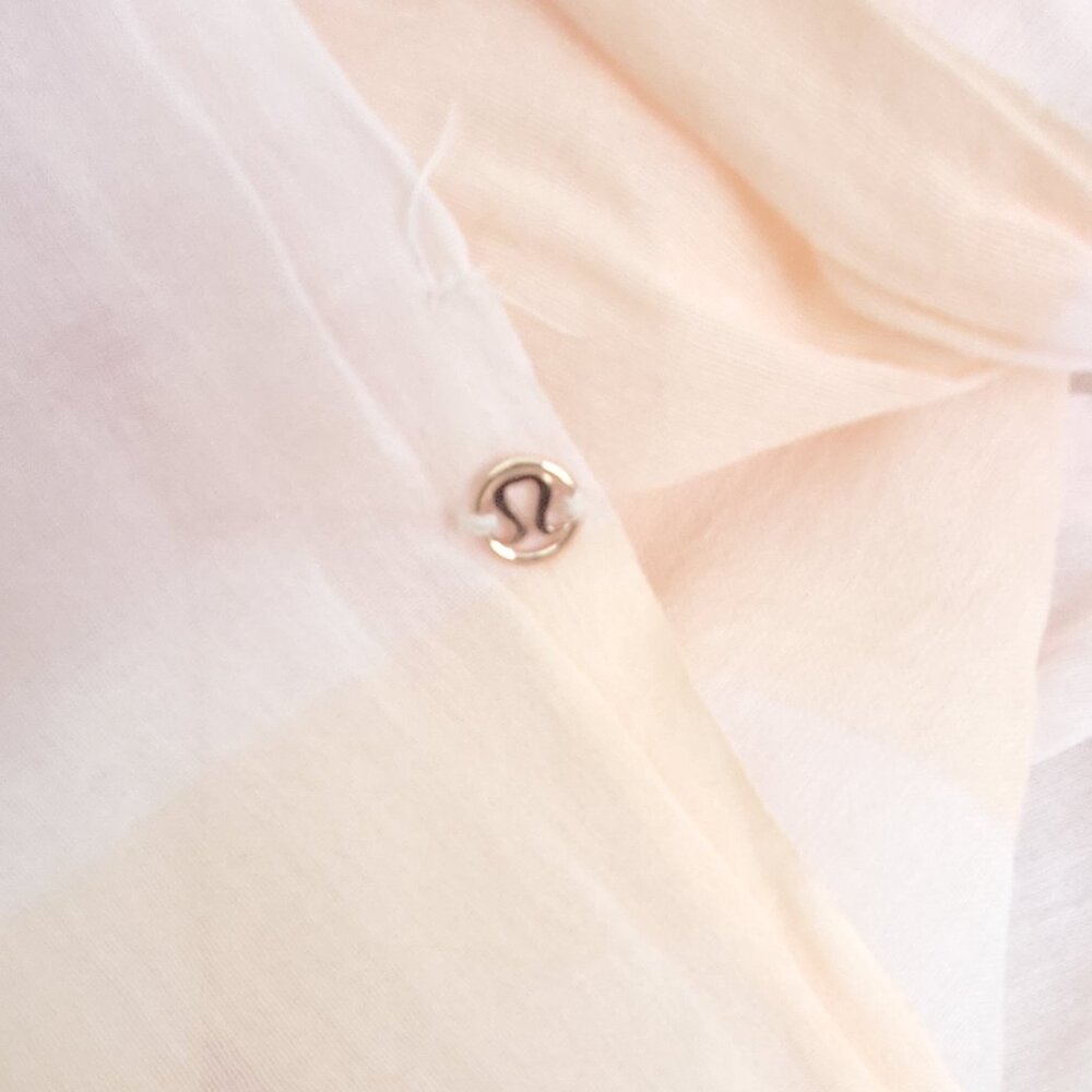 Lulu Lemon Airy light cover up scarf/wrap Pink/orange with tassles